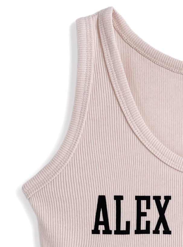 ロゴプリントリブタンクトップ