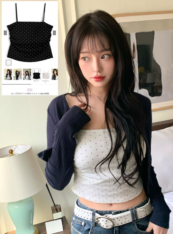 カップ付きドット柄キャミソール