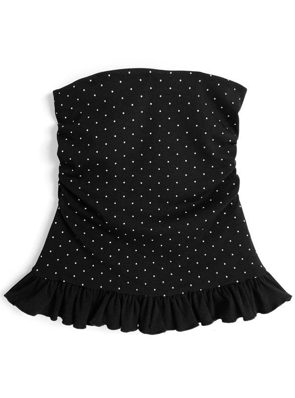 ドット柄フリルベアトップ[ru1410]