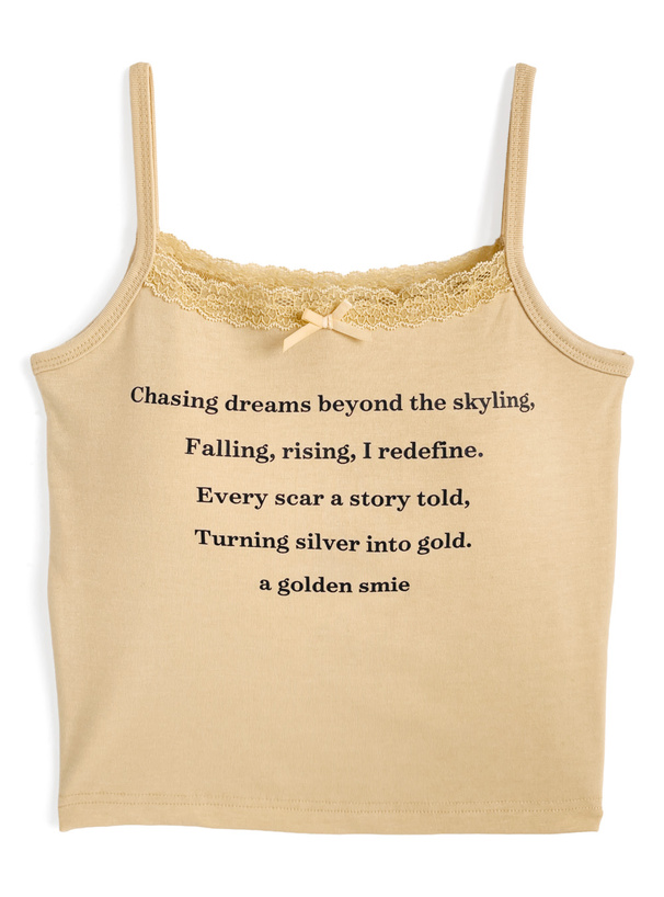 カップ付きレースロゴプリントキャミソール