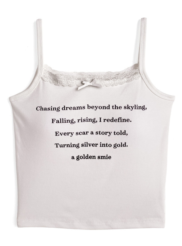 カップ付きレースロゴプリントキャミソール