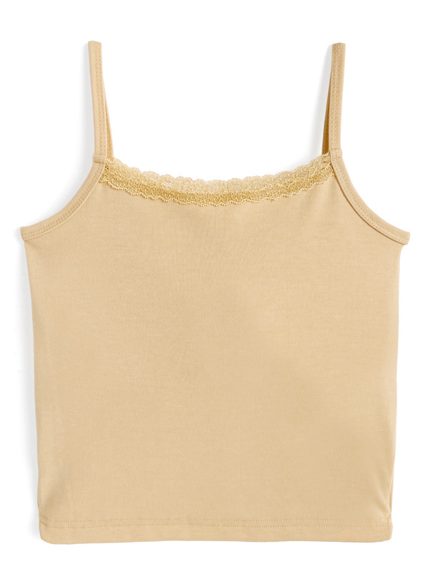 カップ付きレースロゴプリントキャミソール