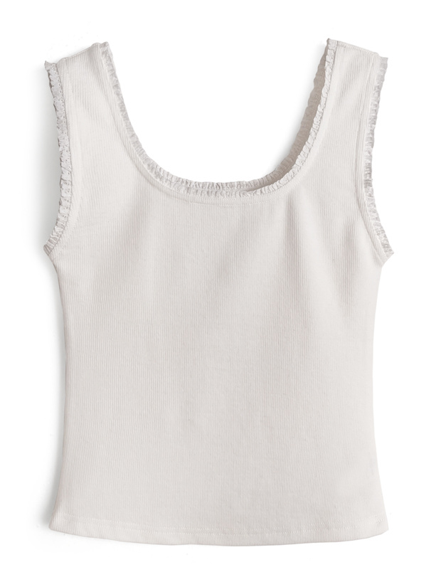 レースリブタンクトップ