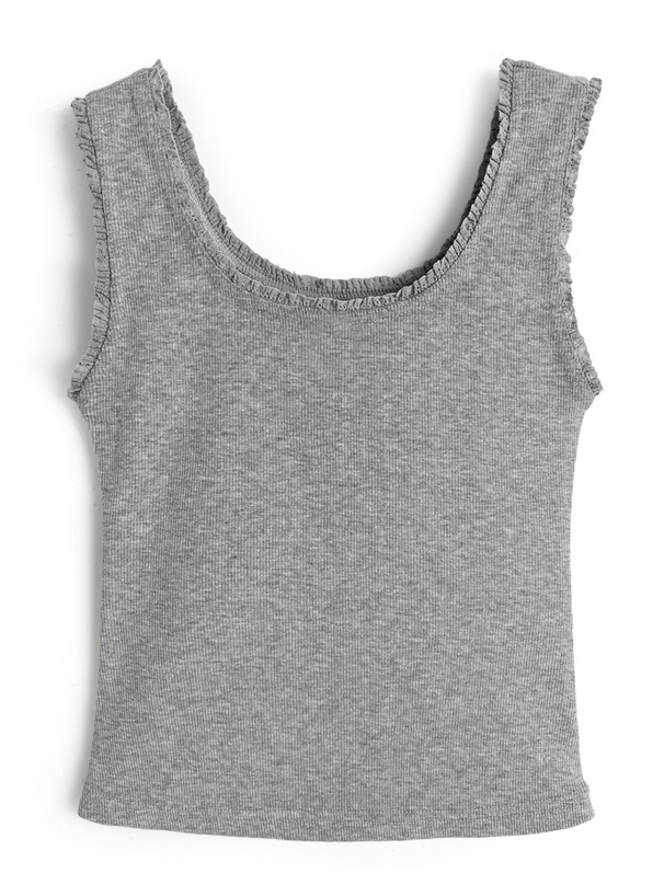 レースリブタンクトップ