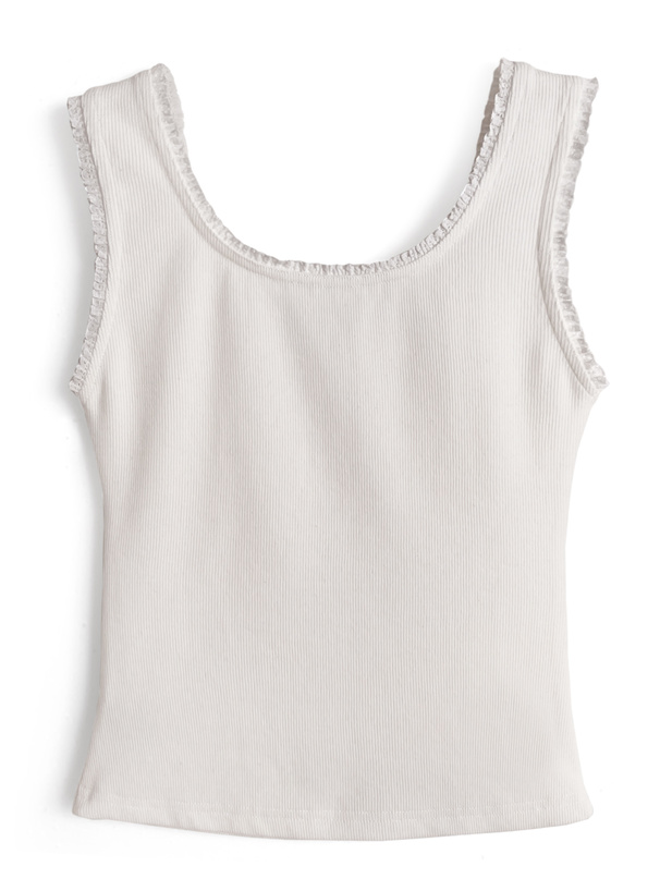 レースリブタンクトップ