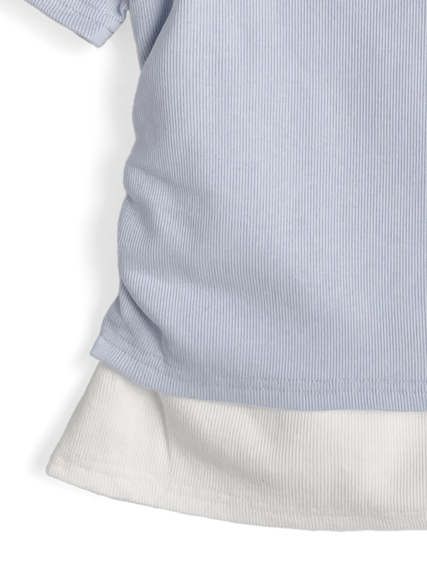 配色レイヤードリブトップス