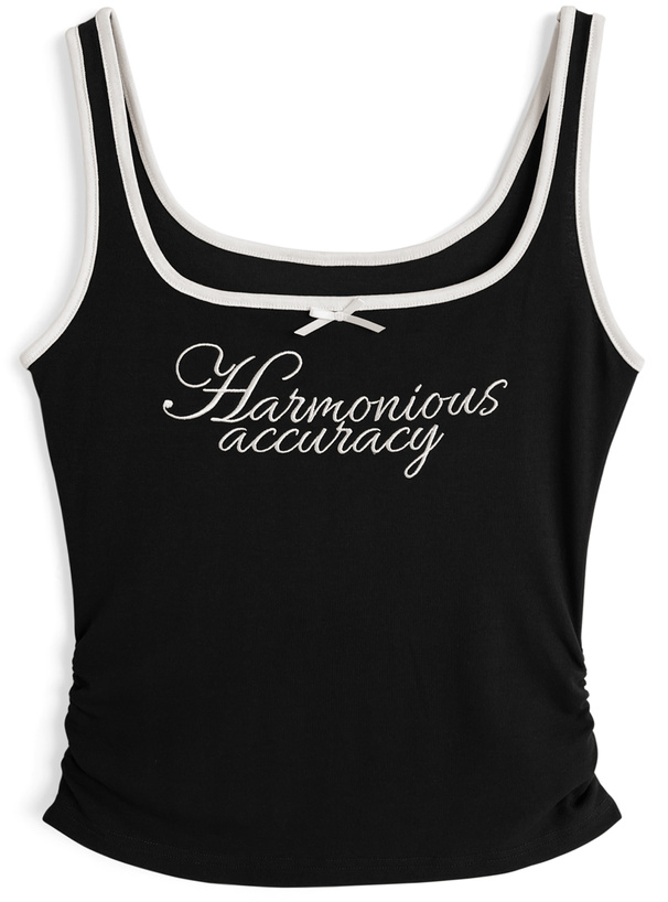 配色ロゴ刺繍ギャザータンクトップ