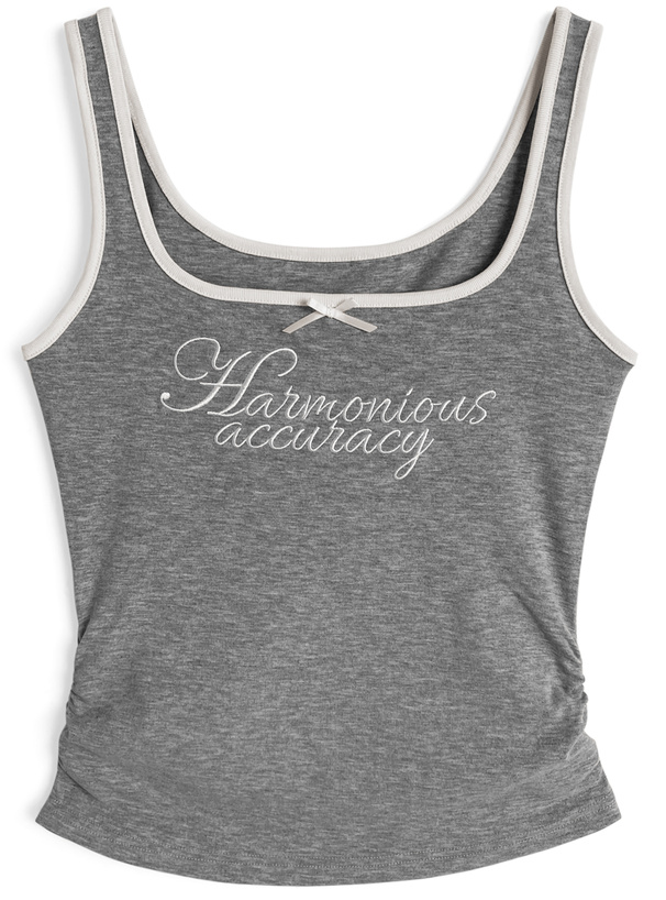 配色ロゴ刺繍ギャザータンクトップ