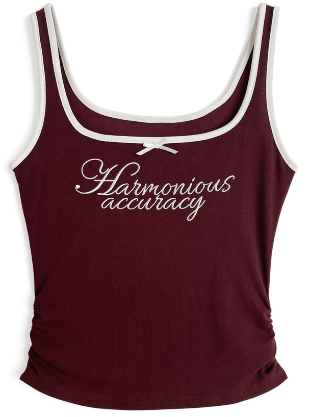 配色ロゴ刺繍ギャザータンクトップ