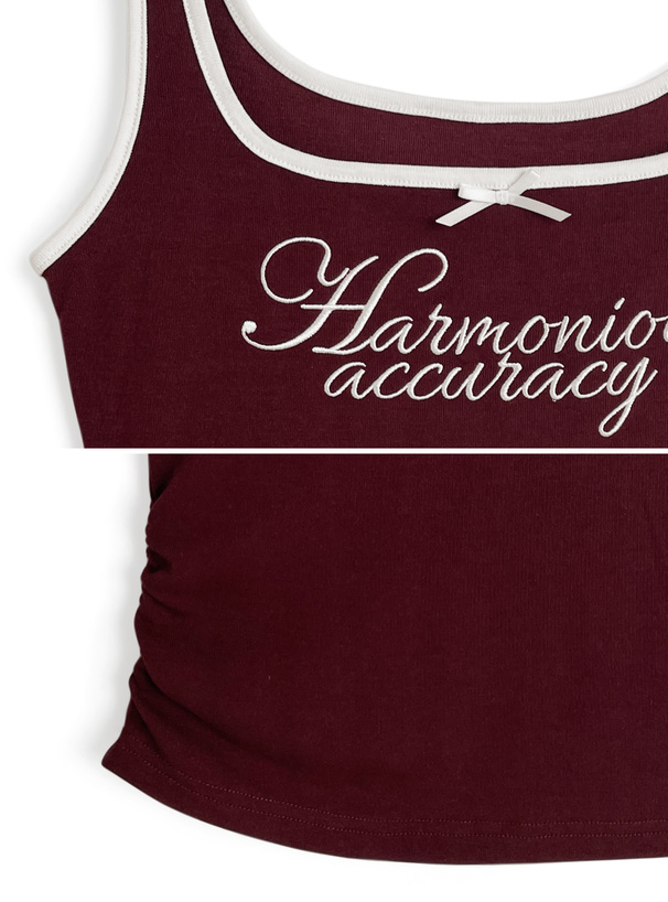 配色ロゴ刺繍ギャザータンクトップ