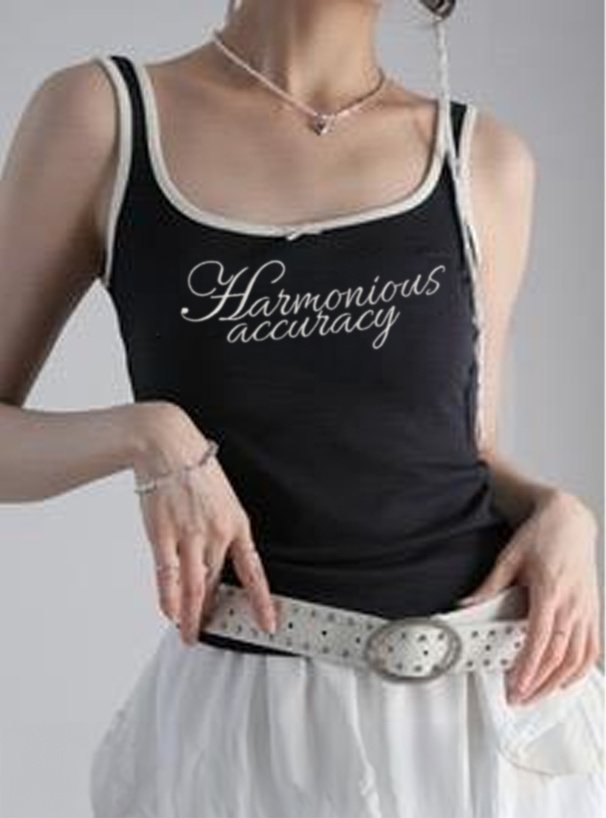 配色ロゴ刺繍ギャザータンクトップ