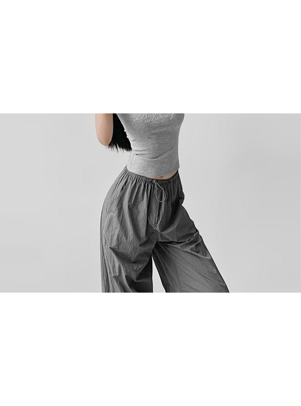 配色ロゴ刺繍ギャザータンクトップ