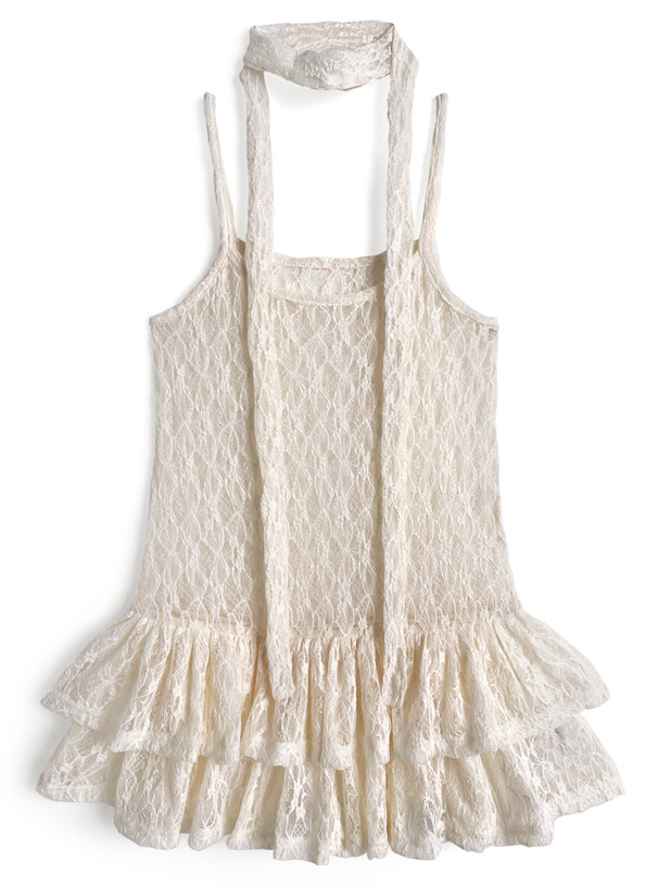 タイ付きレースティアードキャミソールトップス