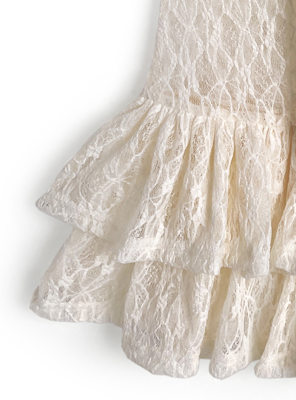 タイ付きレースティアードキャミソールトップス