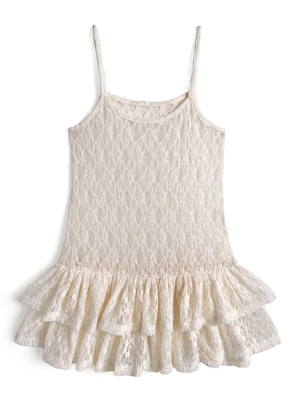 タイ付きレースティアードキャミソールトップス