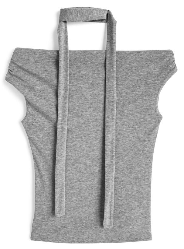 タイ付きオフショルダートップス