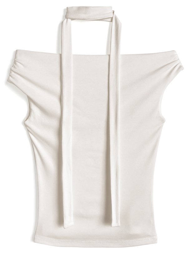 タイ付きオフショルダートップス