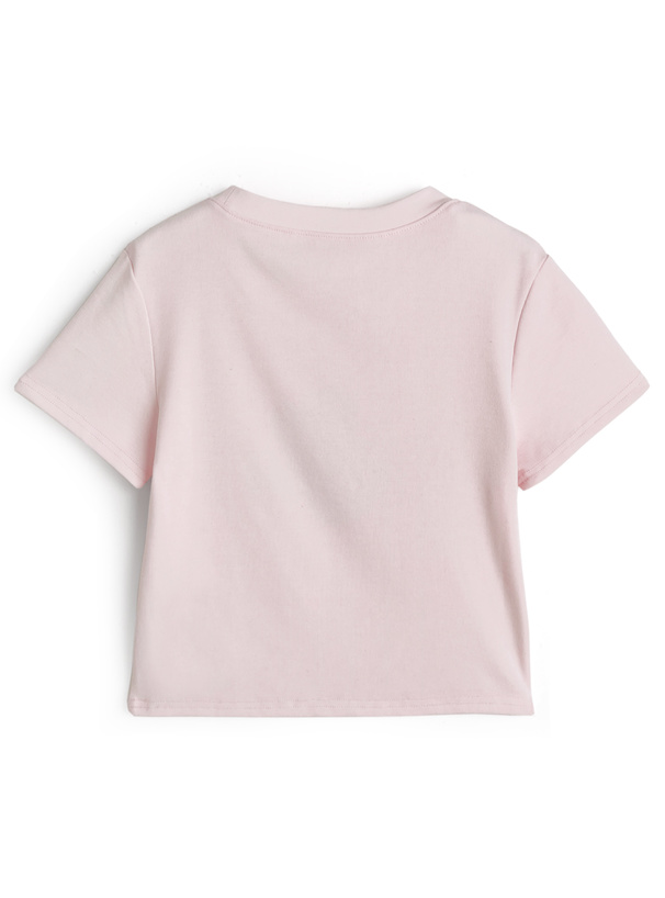 ラインストーンロゴショート丈Tシャツ