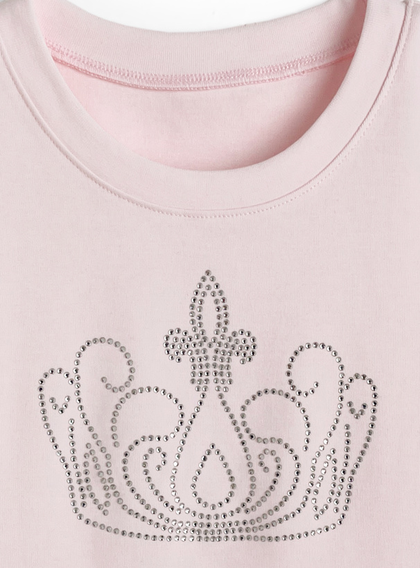 ラインストーンロゴショート丈Tシャツ