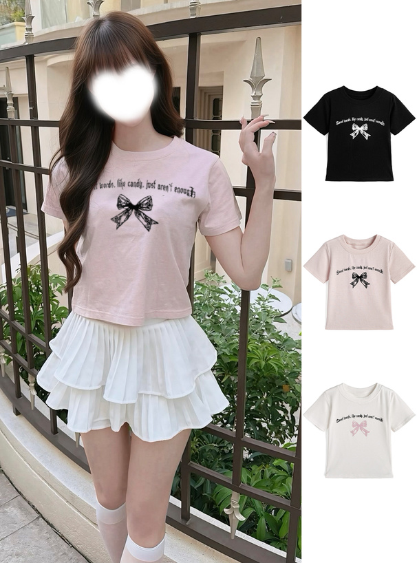 リボンロゴプリントTシャツ