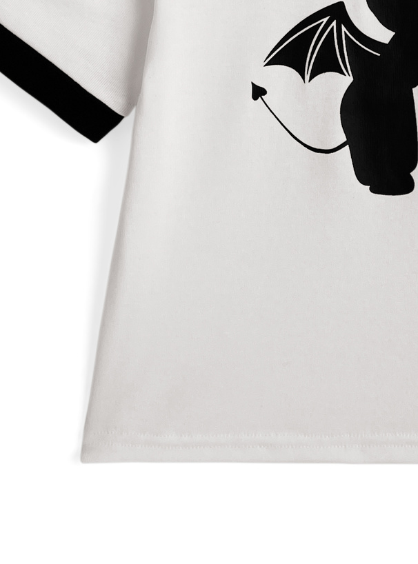 ロゴプリントリンガーショート丈Tシャツ