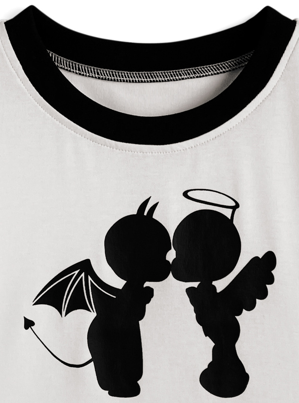 ロゴプリントリンガーショート丈Tシャツ