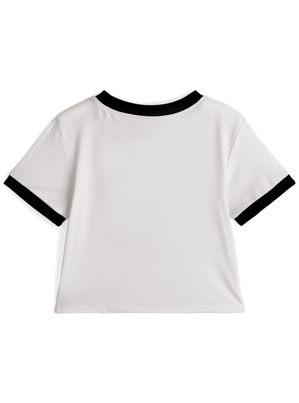 ロゴプリントリンガーショート丈Tシャツ