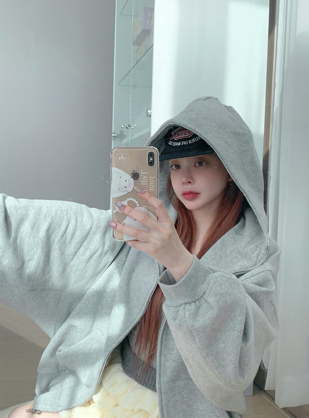 オーバーサイズダブルジップスウェットパーカー