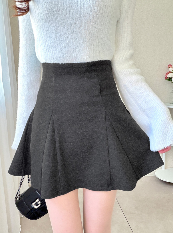 インパン裏地付きハイウエストフレアミニスカート