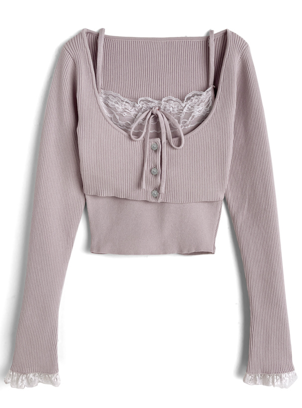 レースカーディガン×キャミソールアンサンブル