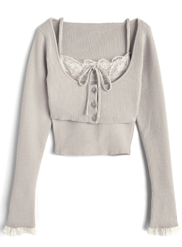 レースカーディガン×キャミソールアンサンブル