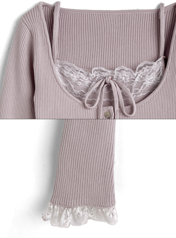 レースカーディガン×キャミソールアンサンブル