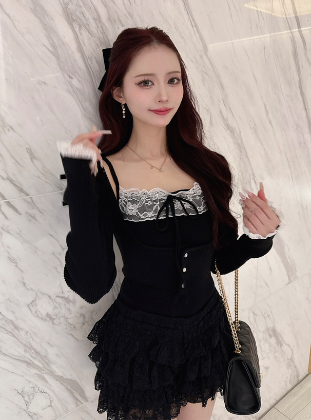 レースカーディガン×キャミソールアンサンブル