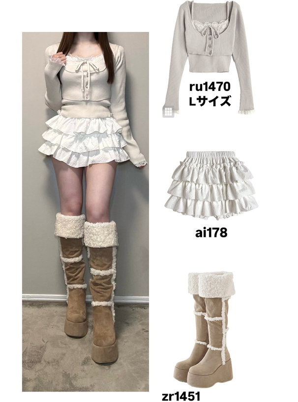 レースカーディガン×キャミソールアンサンブル