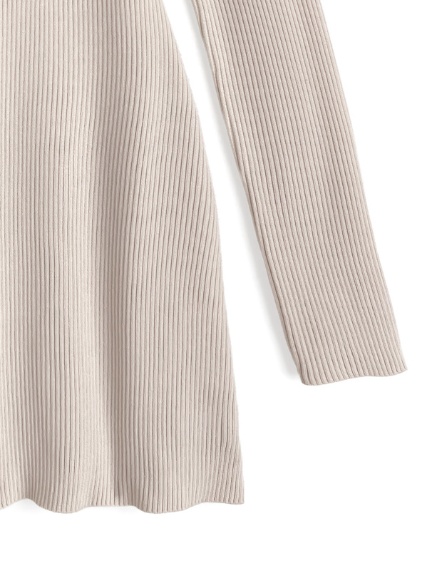 ワンショルダーベロアリボンリブニットミニワンピース