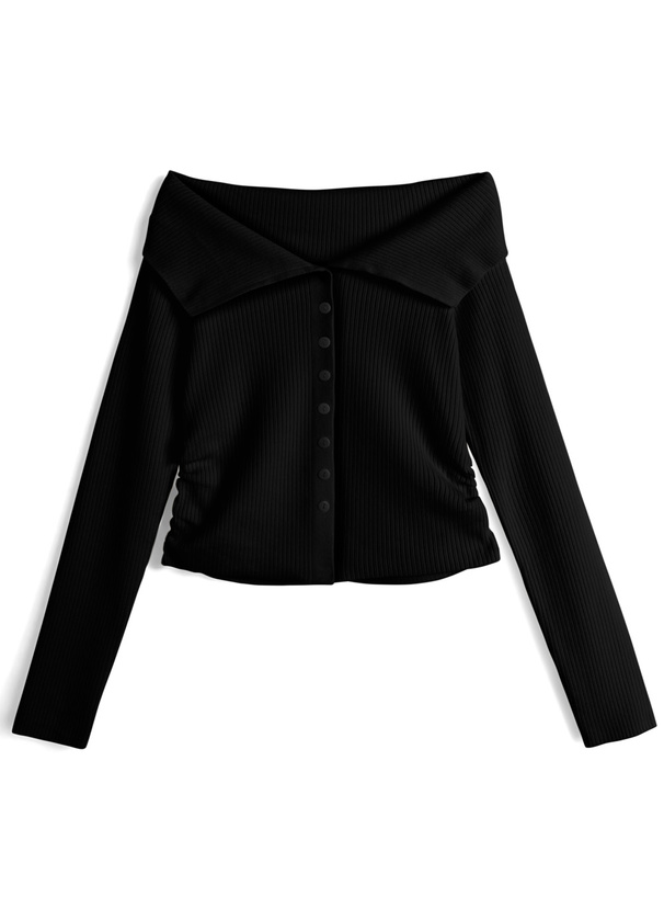 ビッグカラーオフショルダーニットトップス