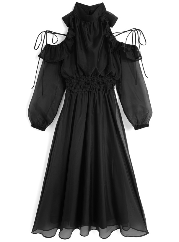 シアーショルダーオープンアメスリロングワンピース