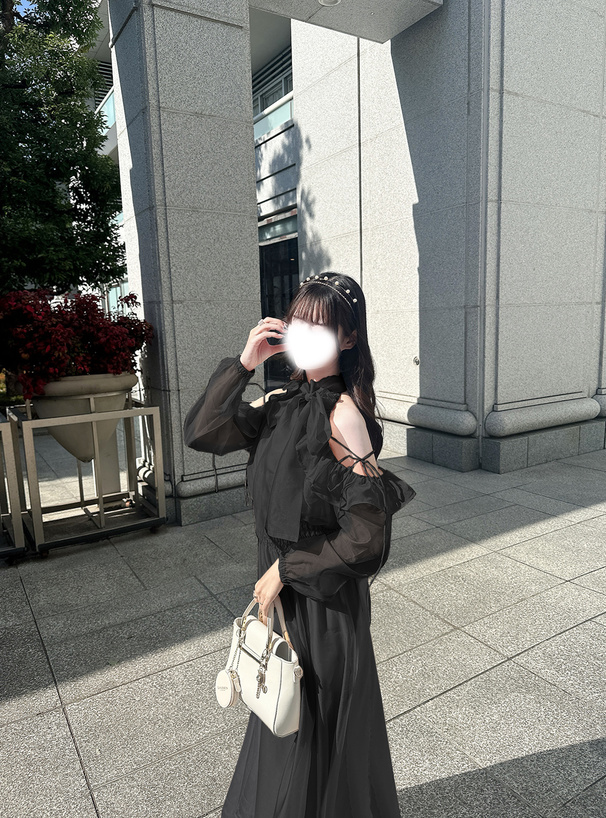 シアーショルダーオープンアメスリロングワンピース