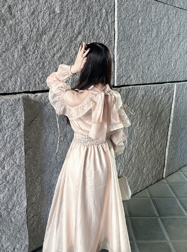 シアーショルダーオープンアメスリロングワンピース