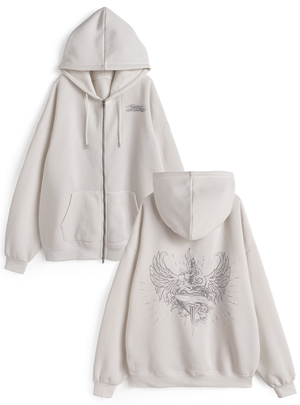 ロゴプリントダブルジップスウェットパーカー[ru1488] | レディース