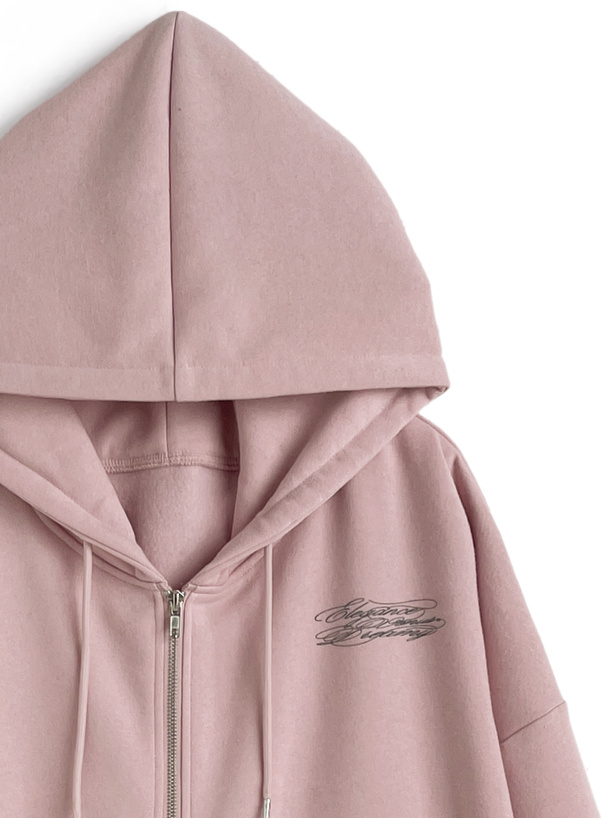 ロゴプリントダブルジップスウェットパーカー