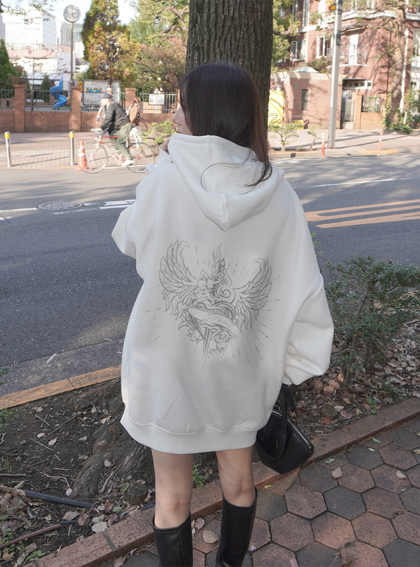 ロゴプリントダブルジップスウェットパーカー