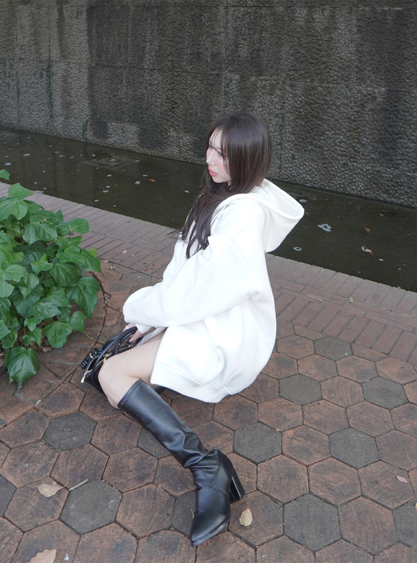 ロゴプリントダブルジップスウェットパーカー