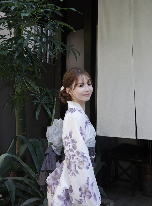 水彩椿柄浴衣セット