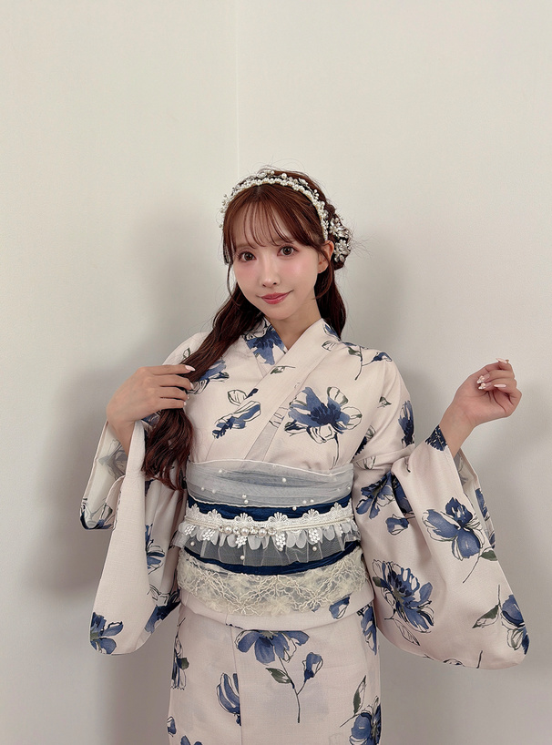 水彩花柄浴衣セット