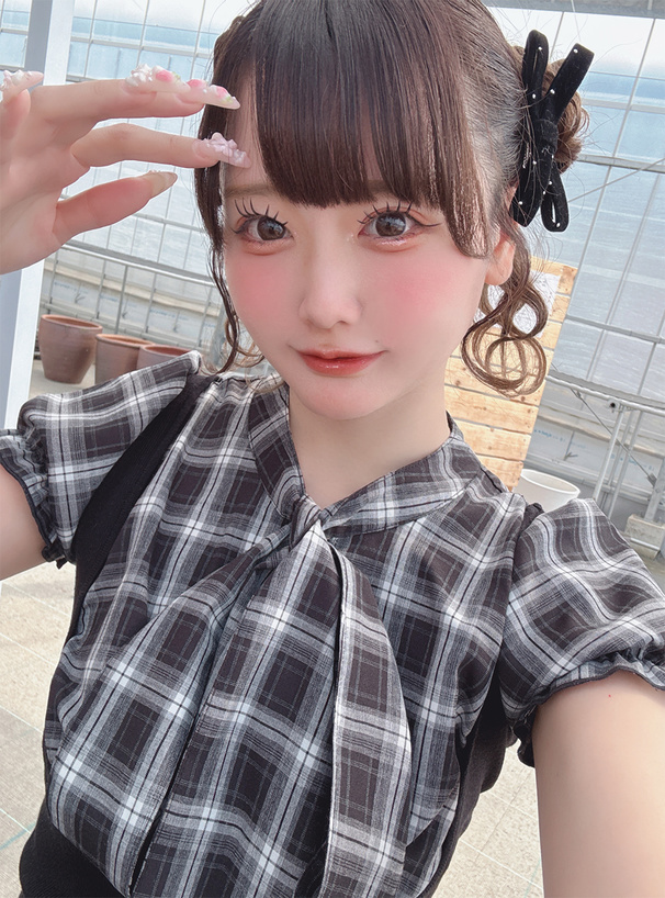 チェック柄ボウタイドッキングニットミニワンピース