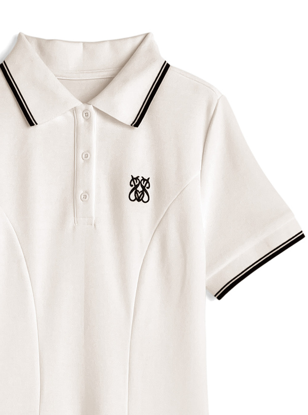 ロゴ刺繍ポロワンピース