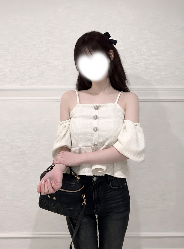 袖2Wayツイードペプラムトップス