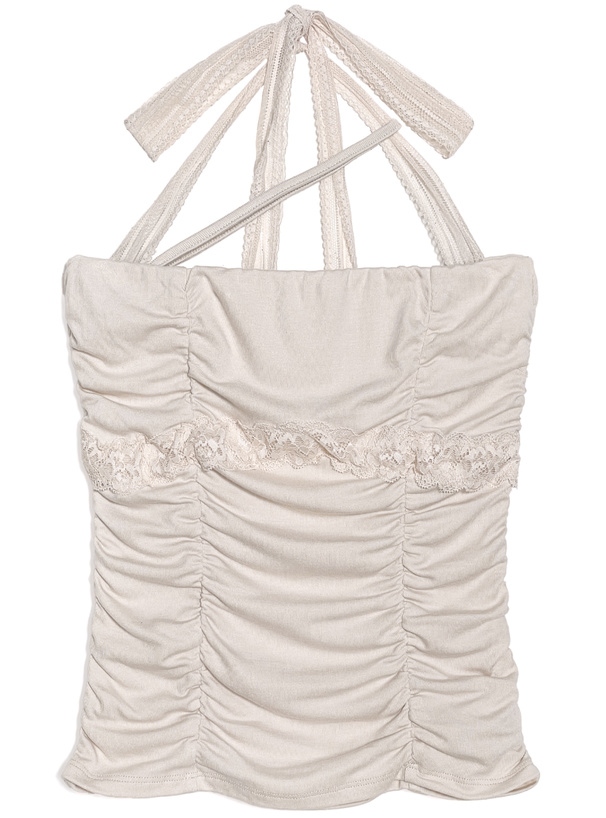 ILLIT アイリット BEB レースホルターネックギャザーベアトップ