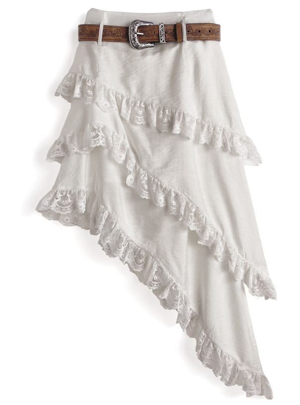 ILLIT アイリット BEB インパン裏地・ベルト付きアシンメトリーレースティアードスカート